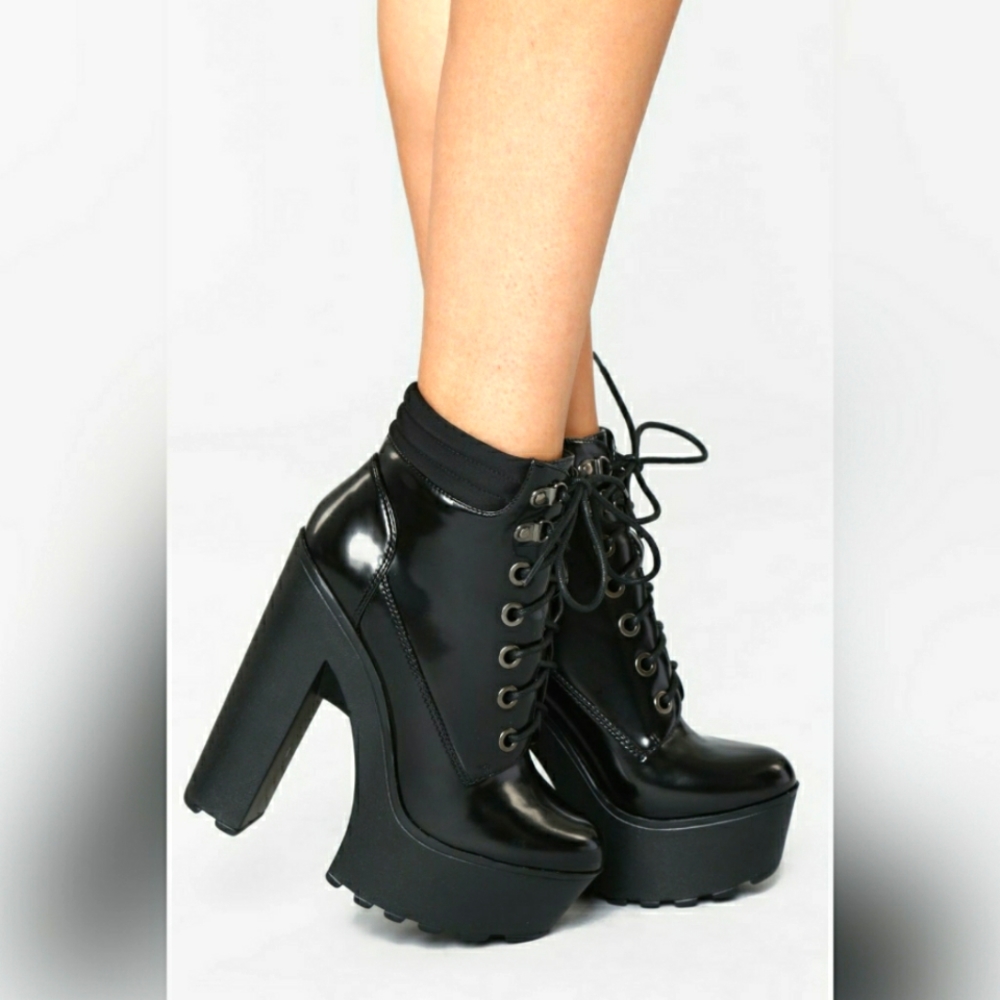 Patent Leather Black Platform Bootie